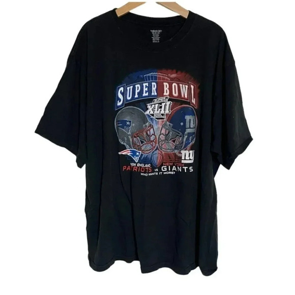 Reebok 2XL Super Bowl 42‎ Patriots vs Giants black T-Shirt - Picture 3 of 5